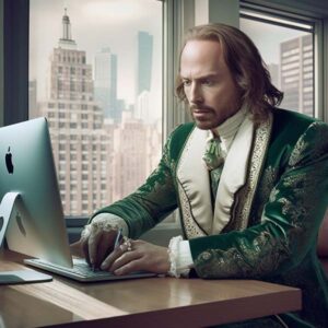 shakespeare at desk-smaller image William Shakespeare